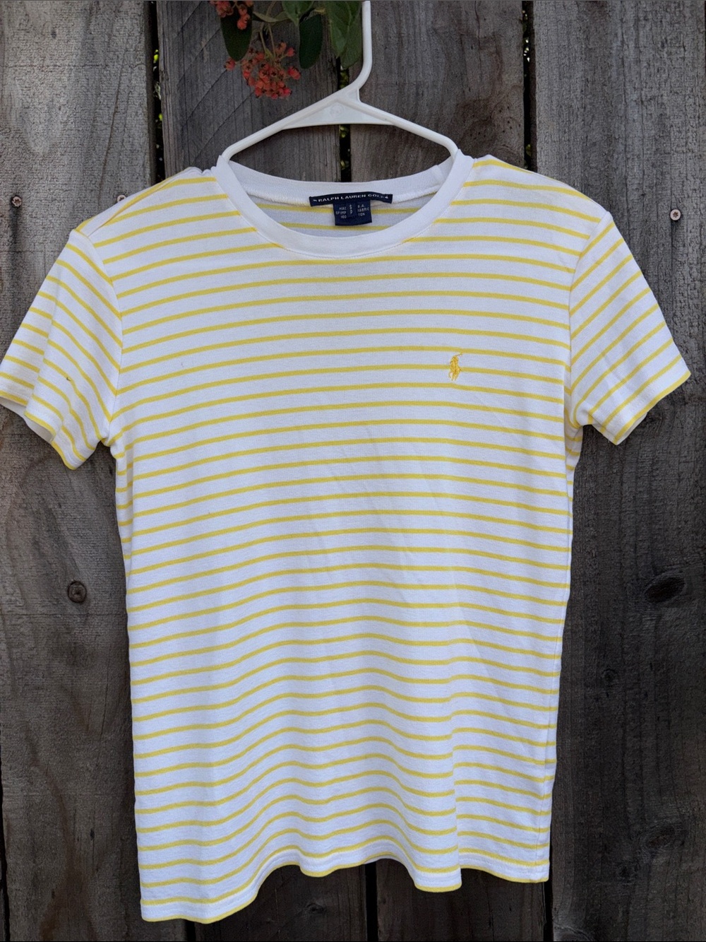 Ralph Lauren White Tee with Yellow Stripes